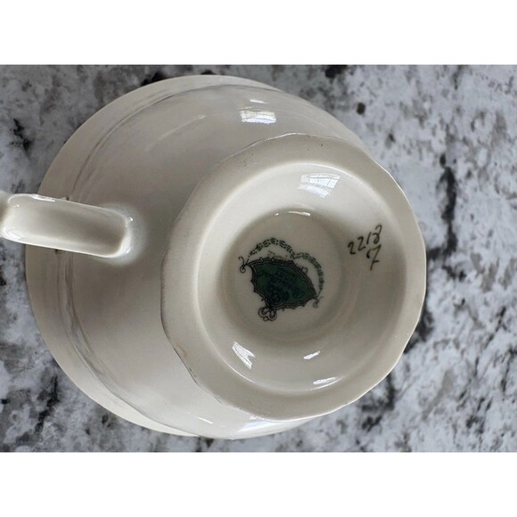 Vintage Rosenthal Bavaria Ivory Germany Floral Footed Tea Cup Saucer Gold Accent - Picture 6 of 12